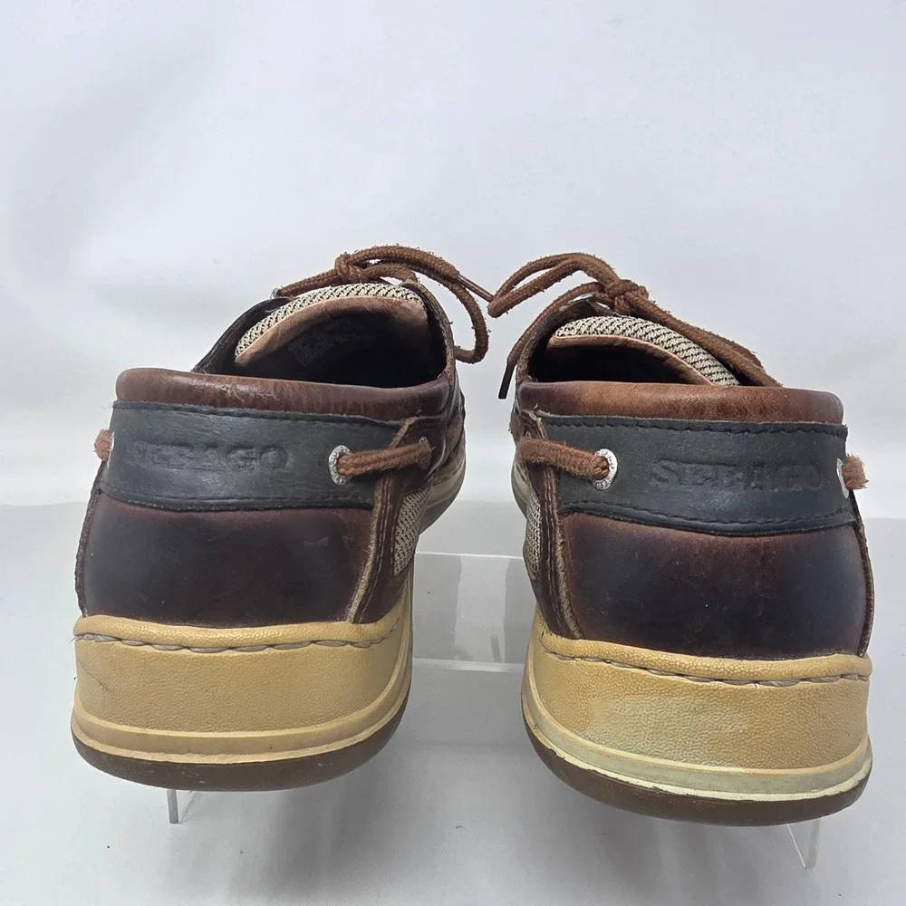 Sebago Clovehitch II Mens 9.5M Boat Shoes Walnut Brown Leather Mesh B24367 Good